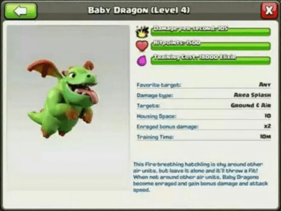 Baby Dragon Stats Clash of Clans