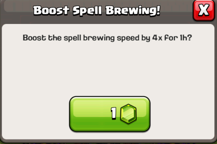 Clash of Clans One Gem Spell Boost