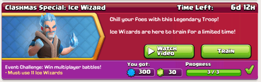 Clash of Clans Ice Wizard Challenge Special Event