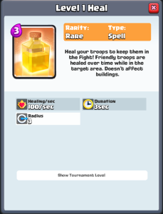 Clash Royale Heal Spell Stats
