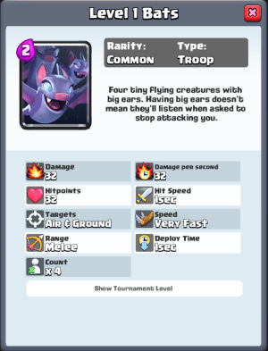 Bats Gameplay Stats Clash Royale