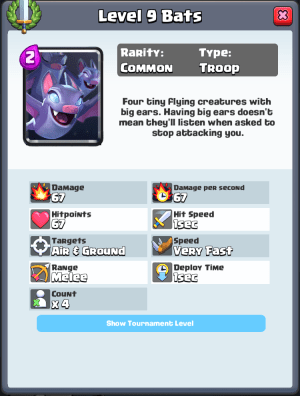 Bats Gameplay Stats Clash Royale
