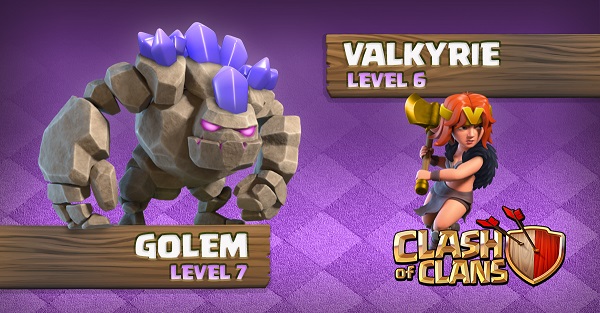 Golem Level 7 Valkyrie Level 6 Clash of Clans October Update