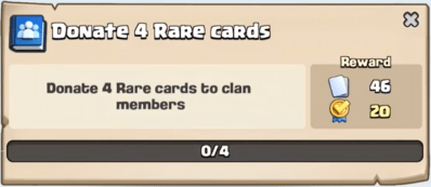 Donate 4 Rare Cards Quest Clash Royale