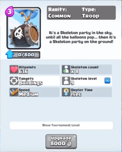 Clash Royale Skeleton Barrel Statistics