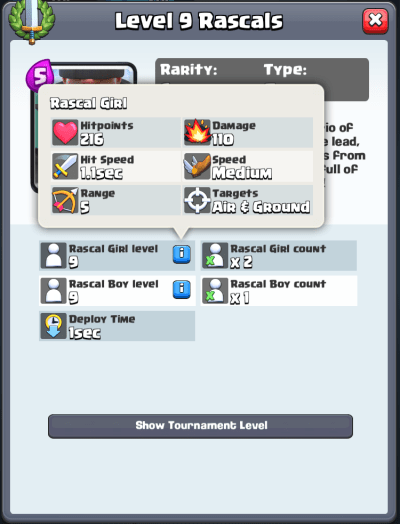 Rascals Statistics Girl Rascals Clash Royale