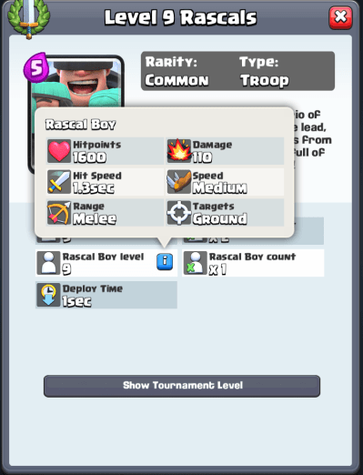 Rascals Statistics Boy Rascal Clash Royale
