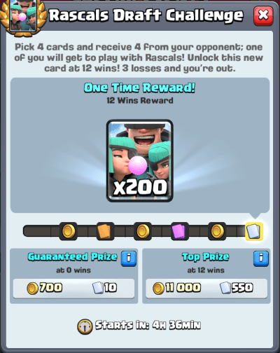 Rascals Draft Challenge Rewards Clash Royale