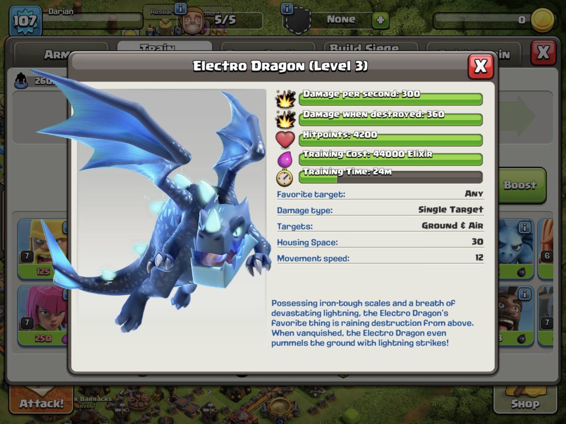 Electro Dragon Statistics Clash of Clans