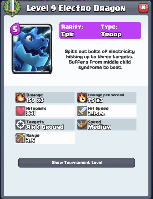 Electro Dragon Statistics Clash Royale