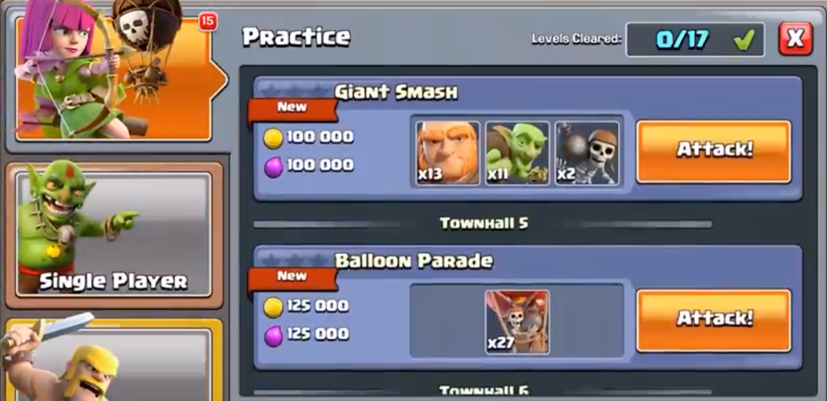 Practice Mode Clash of Clans June Update